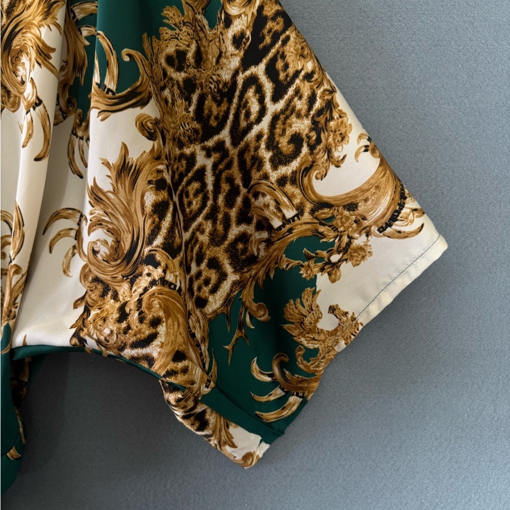 Sam & Lili Paris Resort Kimono Wrap Dress Baroque Leopard Green - Picture 6 of 12
